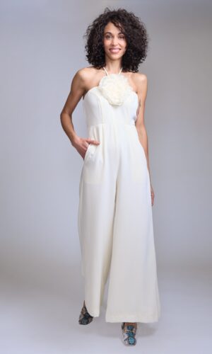 Enterito blanco de escote halter - Carola Pino Boutique