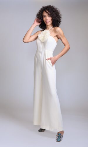 Enterito blanco de escote halter - Carola Pino Boutique