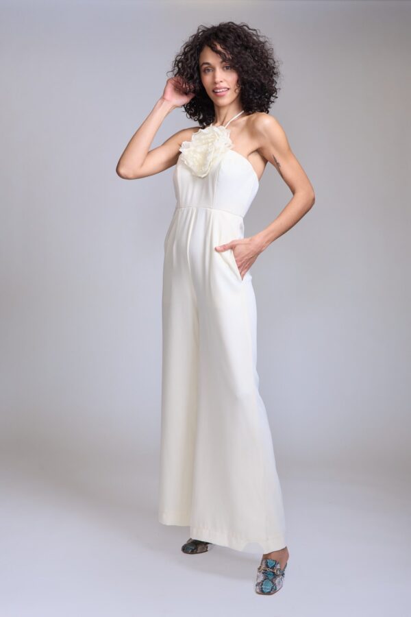 Enterito blanco de escote halter - Carola Pino Boutique