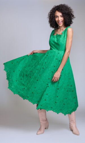 Vestido verde de broderie - Carola Pino Boutique