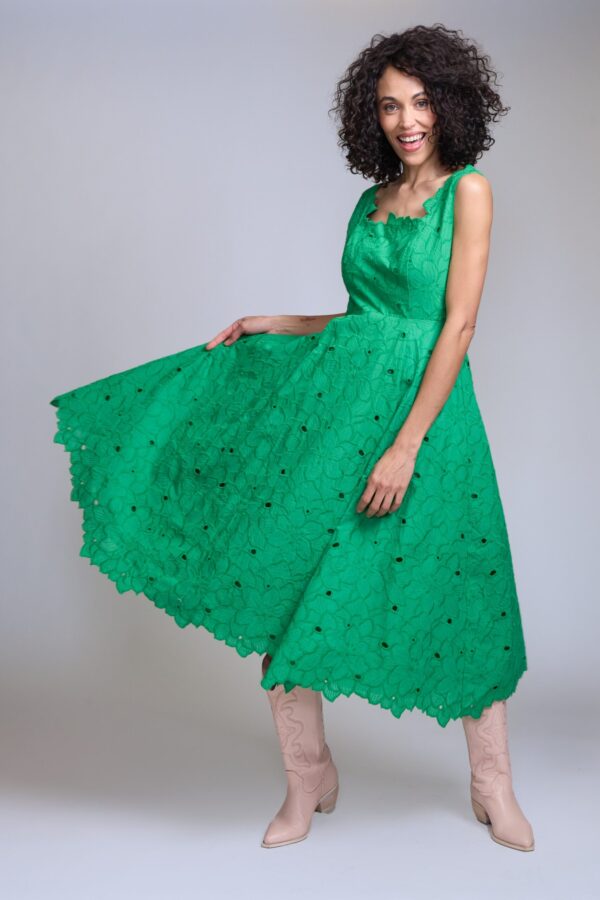 Vestido verde de broderie - Carola Pino Boutique