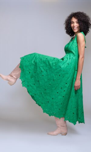 Vestido verde de broderie - Carola Pino Boutique