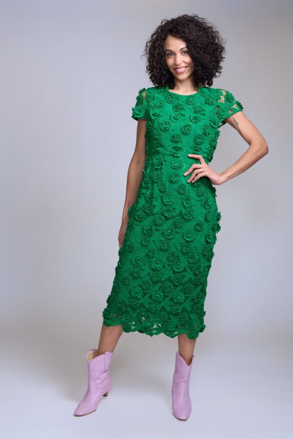Vestido midi verde de encaje - Carola Pino Boutique