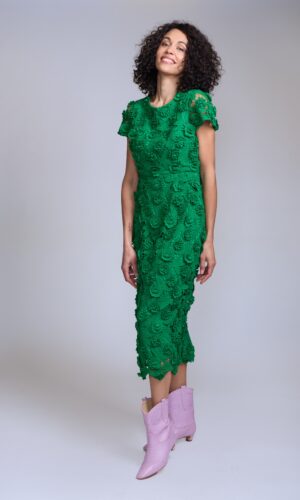 Vestido midi verde de encaje - Carola Pino Boutique