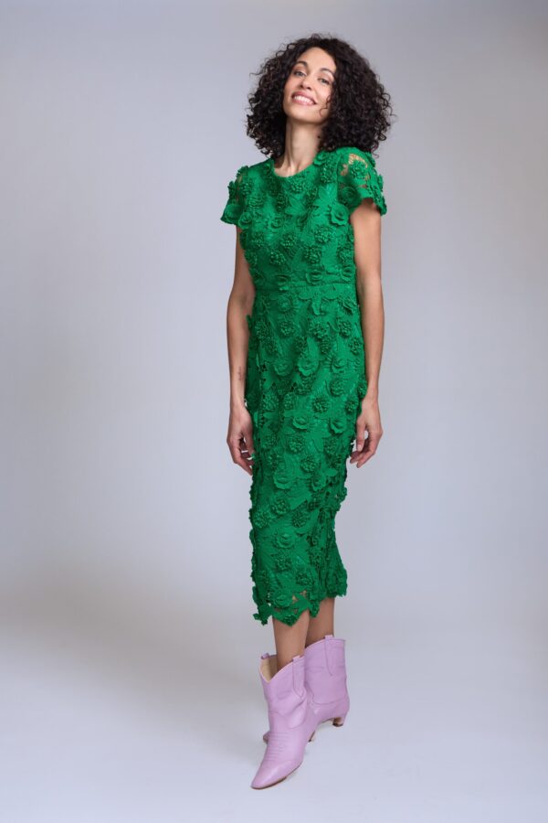 Vestido midi verde de encaje - Carola Pino Boutique