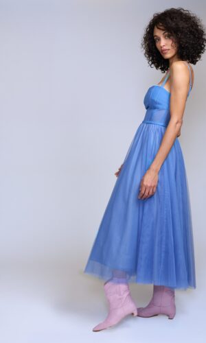 Vestido midi en tul azul - Carola Pino Boutique