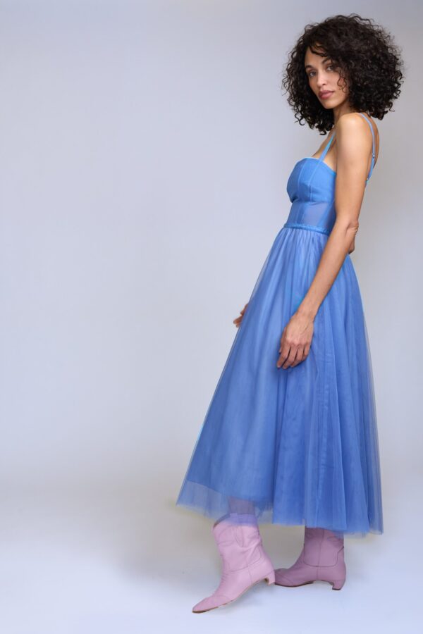 Vestido midi en tul azul - Carola Pino Boutique