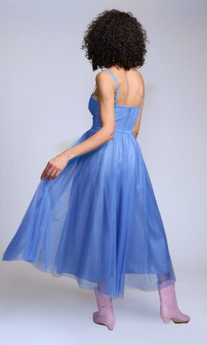 Vestido midi en tul azul - Carola Pino Boutique