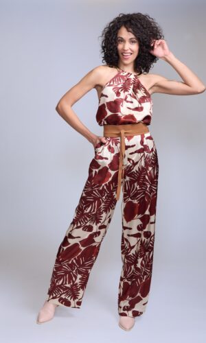 Conjunto de top halter y pantalón palazzo - Carola Pino Boutique