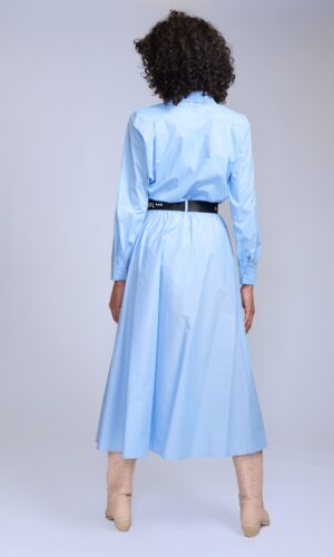 Camisa de poplin celeste con estampados florales- Carola Pino Boutique