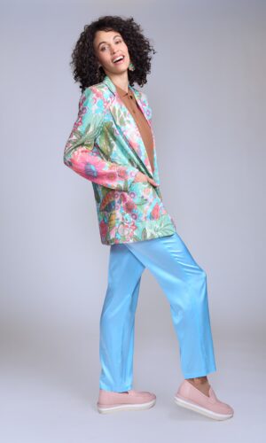 Chaqueta de lentejuelas y pantalón de seda - Carola Pino Boutique