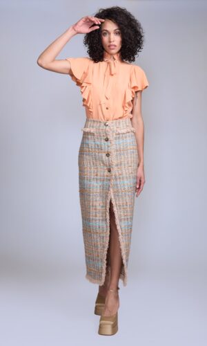 Blusa y falda midi en tweed - Carola Pino Boutique