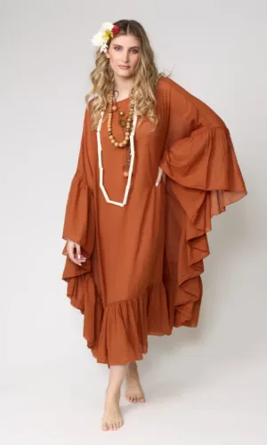 Túnica boho terracota con mangas amplias