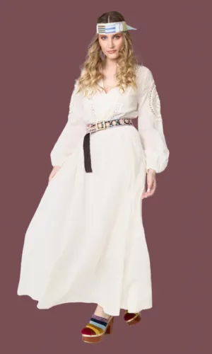 Vestido maxi blanco bordado