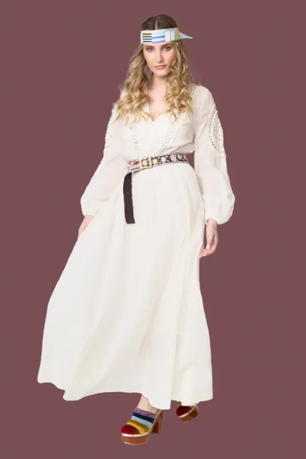 Vestido maxi blanco bordado